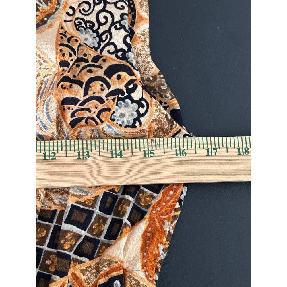 Paradise Hawaii Vintage Cotton Batik Maxi Dress Orange Brown Sleeveless Size 10 - Picture 6 of 8